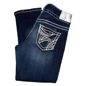 Maurices Premium Capris Jeans Juniors 3 4 Reg 23 Embroidered Dark Wash Blue